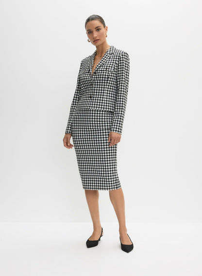 Women Houndstooth Print Pencil Skirt Black & White | Melanie Lyne