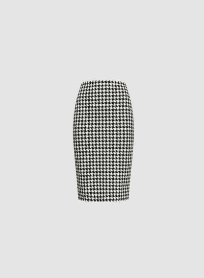 Women Houndstooth Print Pencil Skirt Black & White | Melanie Lyne