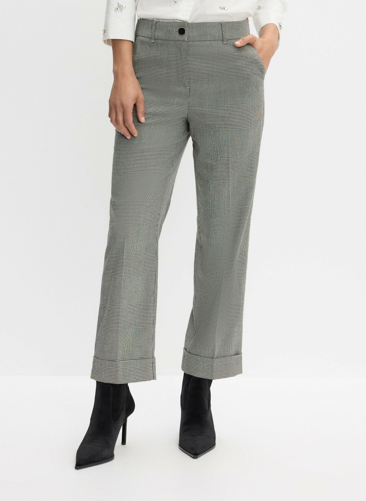 Women Plaid Giselle Cut Pants Black & White | Melanie Lyne