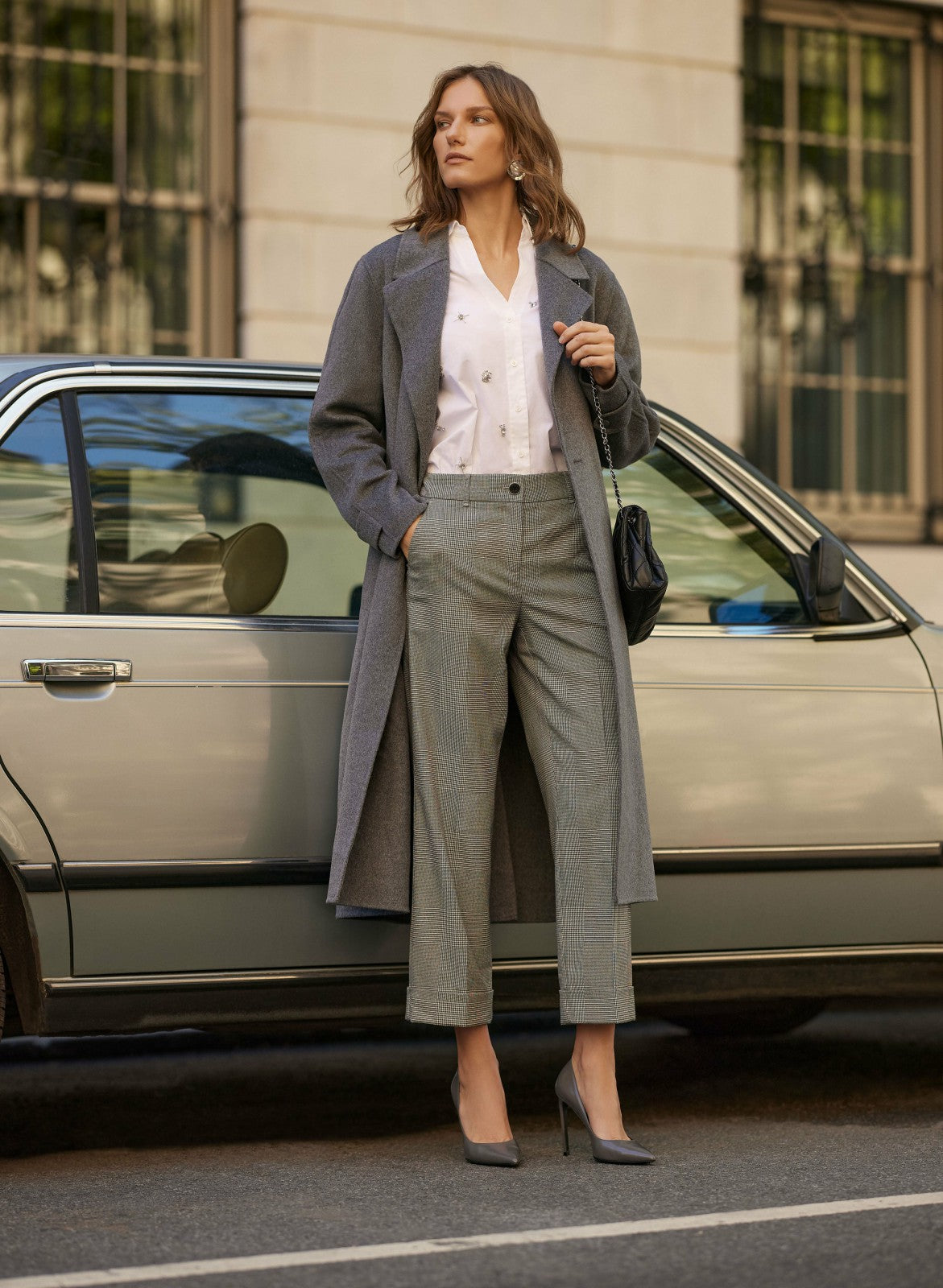 Women Plaid Giselle Cut Pants Black & White | Melanie Lyne