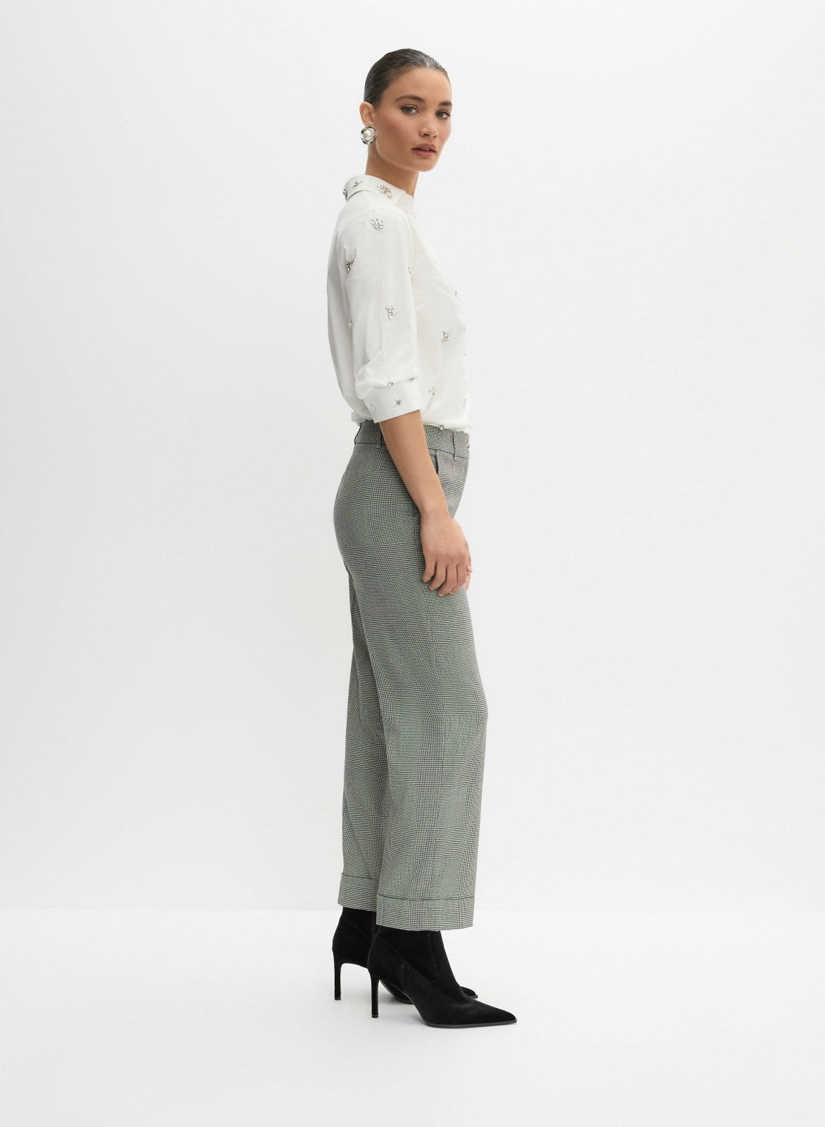 Women Plaid Giselle Cut Pants Black & White | Melanie Lyne