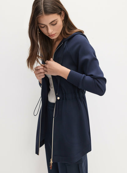 Women Zip-Front Adjustable Jacket Navy Blue | Melanie Lyne