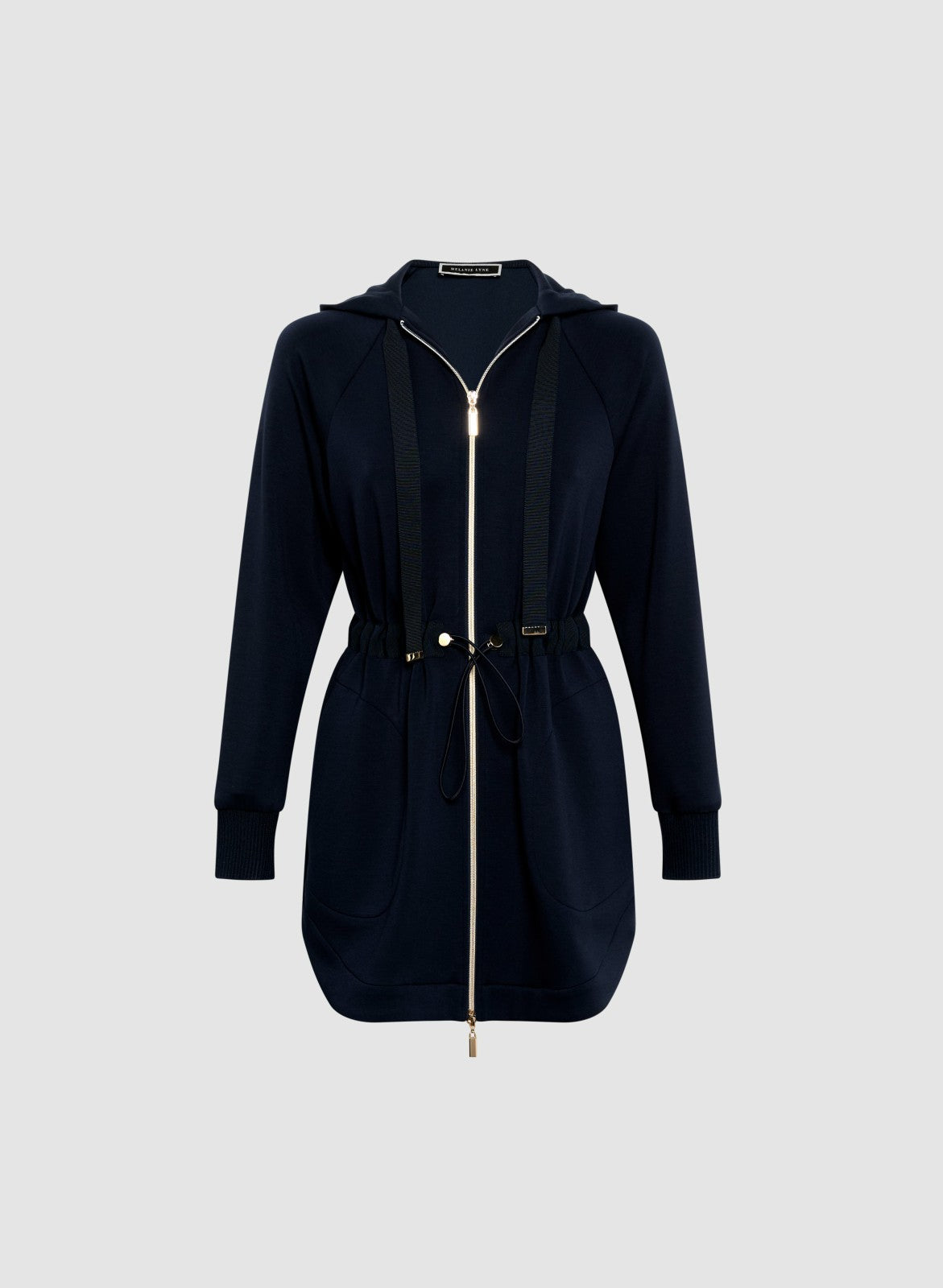 Women Zip-Front Adjustable Jacket Navy Blue | Melanie Lyne