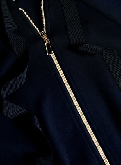 Women Zip-Front Adjustable Jacket Navy Blue | Melanie Lyne