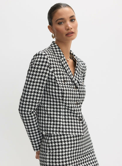 Women Houndstooth Print Jacket Black & White | Melanie Lyne
