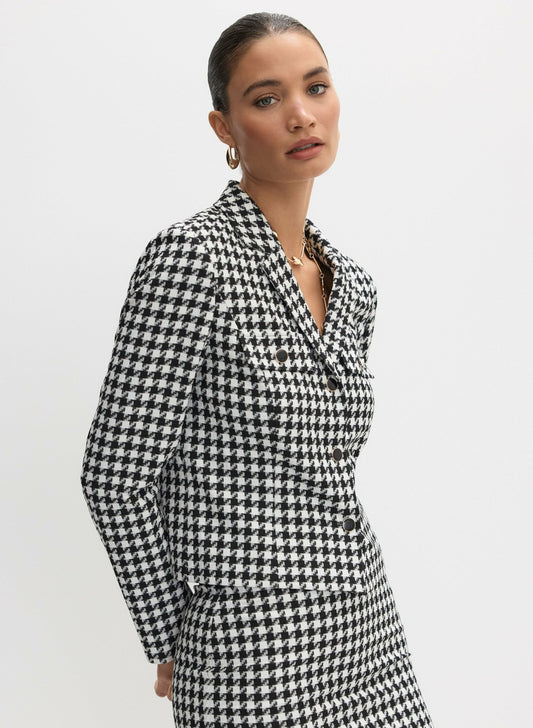 Women Houndstooth Print Jacket Black & White | Melanie Lyne
