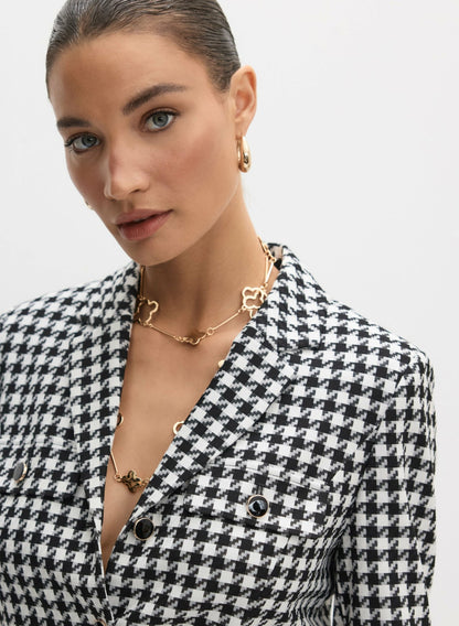Women Houndstooth Print Jacket Black & White | Melanie Lyne