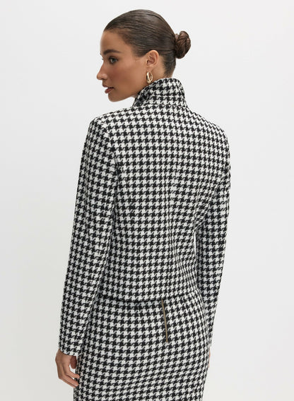 Women Houndstooth Print Jacket Black & White | Melanie Lyne