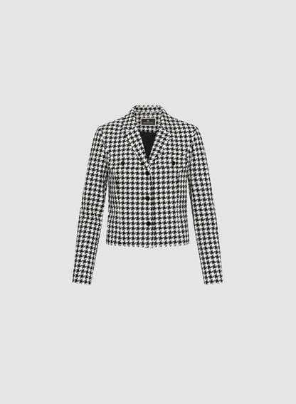 Women Houndstooth Print Jacket Black & White | Melanie Lyne