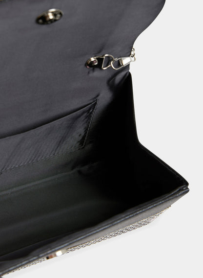 Women Braided Handle Crystal Clutch Black | Melanie Lyne