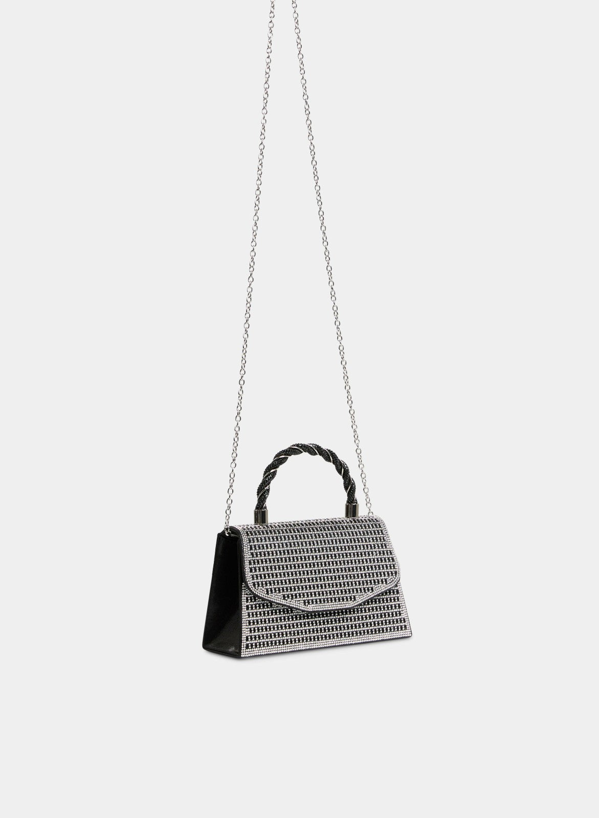 Women Braided Handle Crystal Clutch Black | Melanie Lyne
