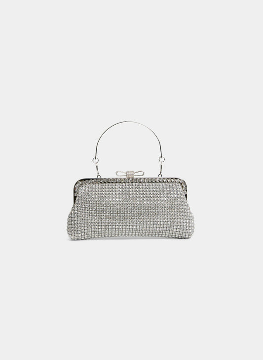 Women Trapeze-Shaped Crystal Clutch Black | Melanie Lyne
