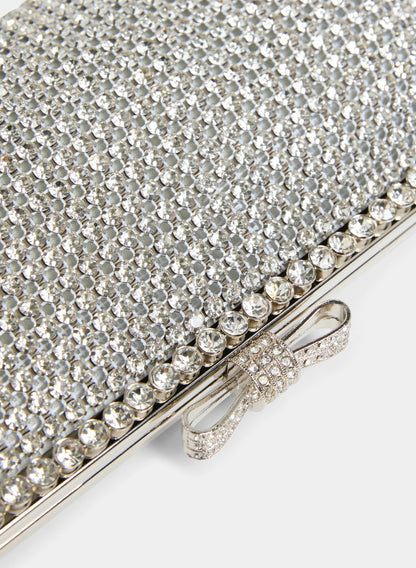 Women Trapeze-Shaped Crystal Clutch Black | Melanie Lyne