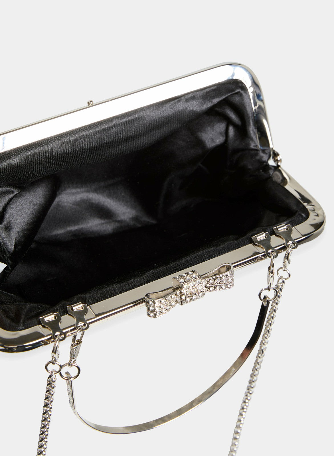 Women Trapeze-Shaped Crystal Clutch Black | Melanie Lyne