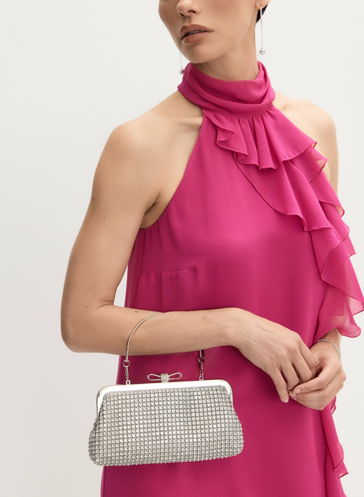 Women Trapeze-Shaped Crystal Clutch Black | Melanie Lyne