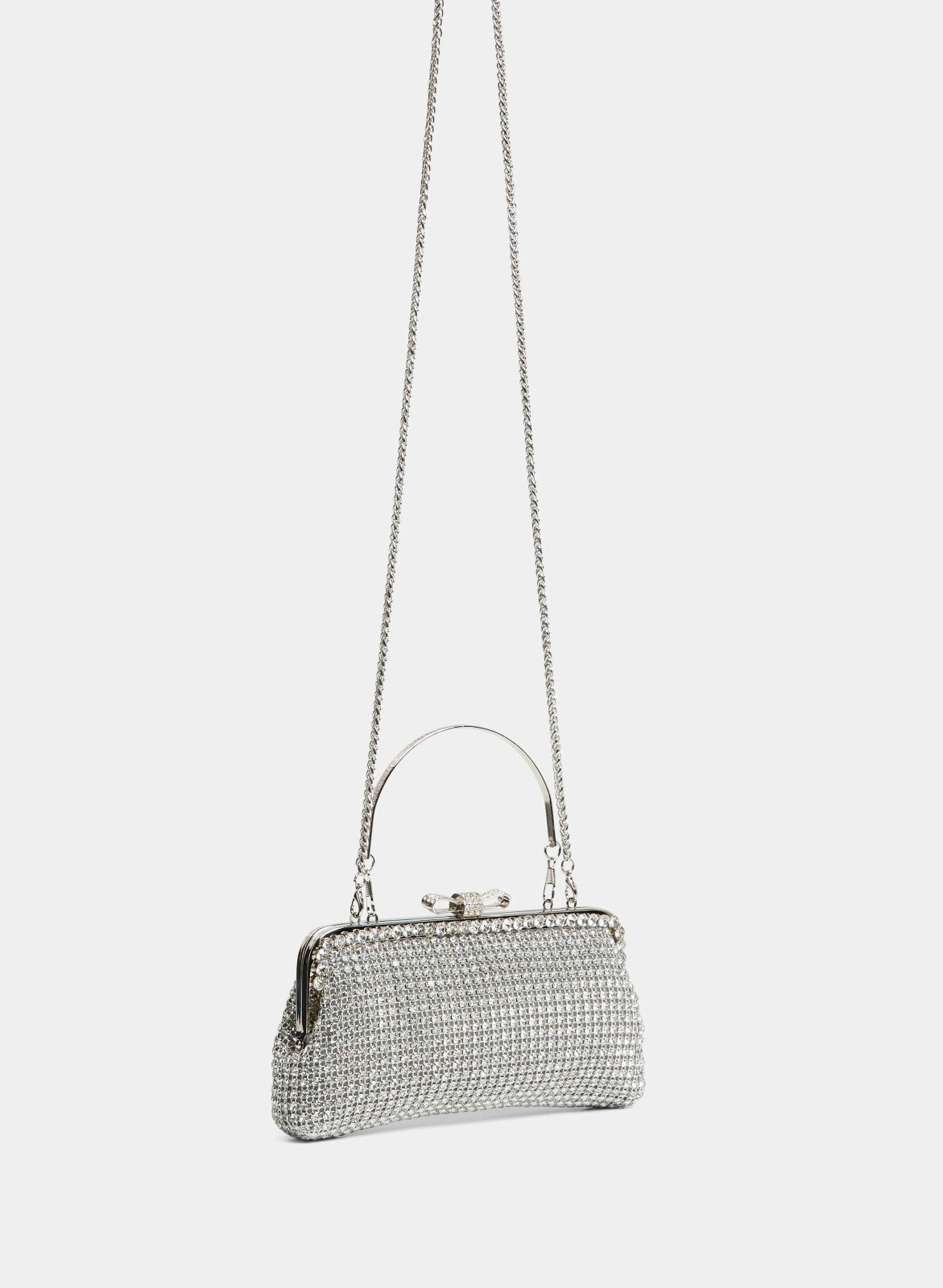 Women Trapeze-Shaped Crystal Clutch Black | Melanie Lyne