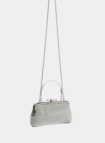 Women Trapeze-Shaped Crystal Clutch Black | Melanie Lyne