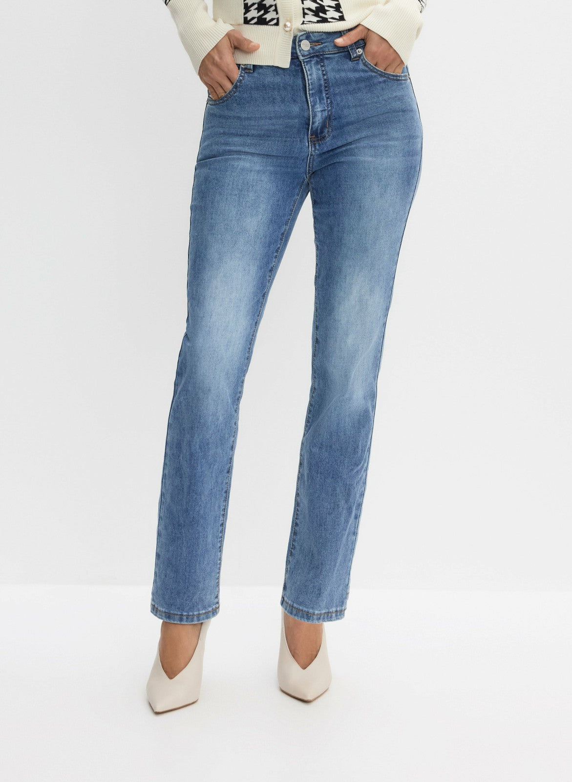Women Rhinestone Detail Straight Leg Jeans Light Blue | Melanie Lyne