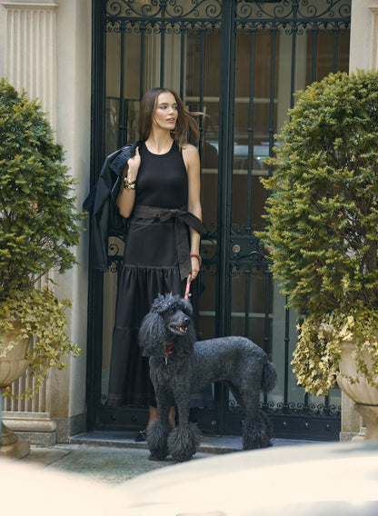 Women Mixed Media Maxi Dress Black | Melanie Lyne