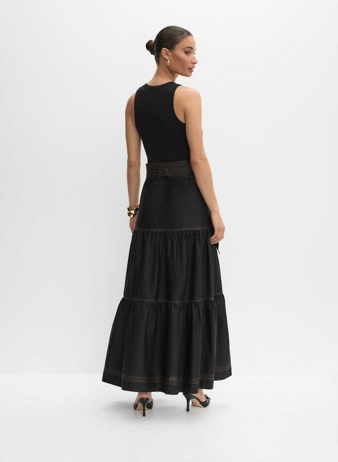 Women Mixed Media Maxi Dress Black | Melanie Lyne