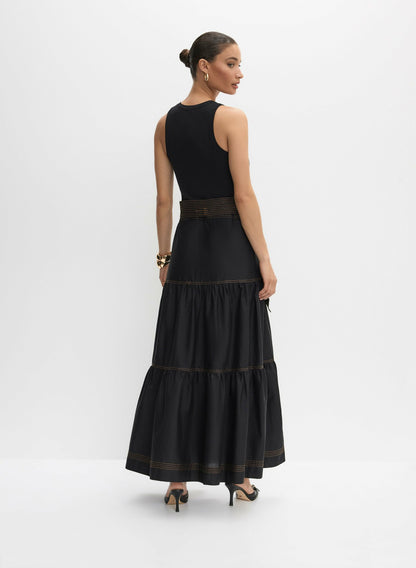 Women Mixed Media Maxi Dress Black | Melanie Lyne