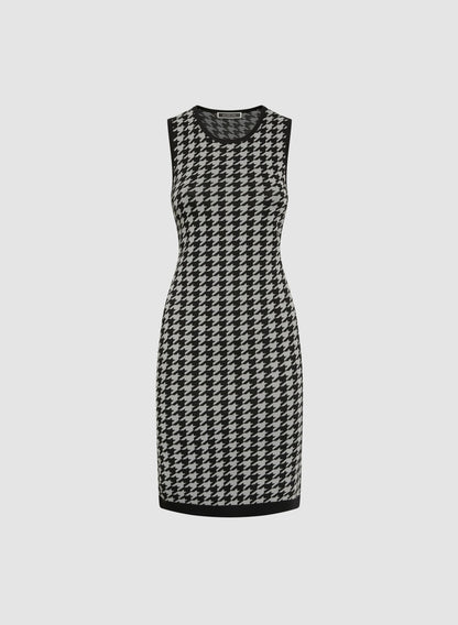 Women Houndstooth Print Jacket & Dress Set Black Pattern | Melanie Lyne