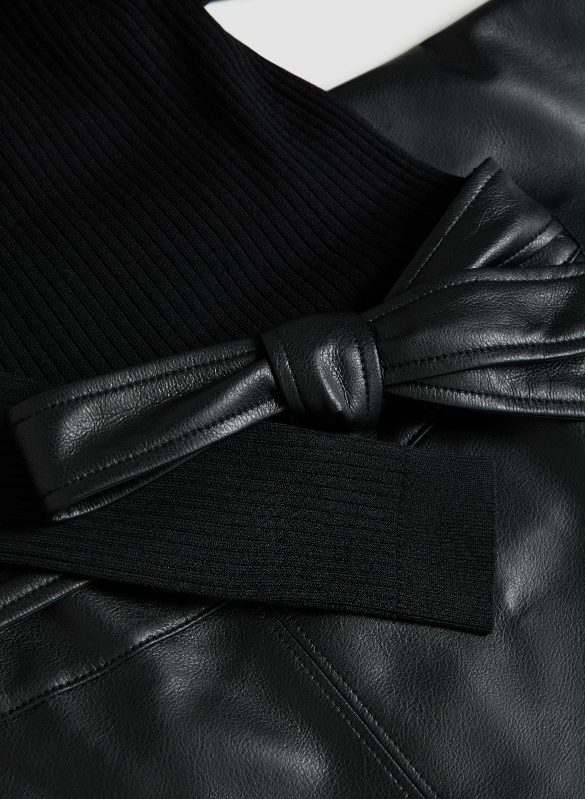 Women Knit & Vegan Leather Illusion Dress Black | Melanie Lyne