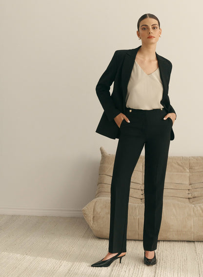 Women Lauren Straight Leg Pants Black | Melanie Lyne