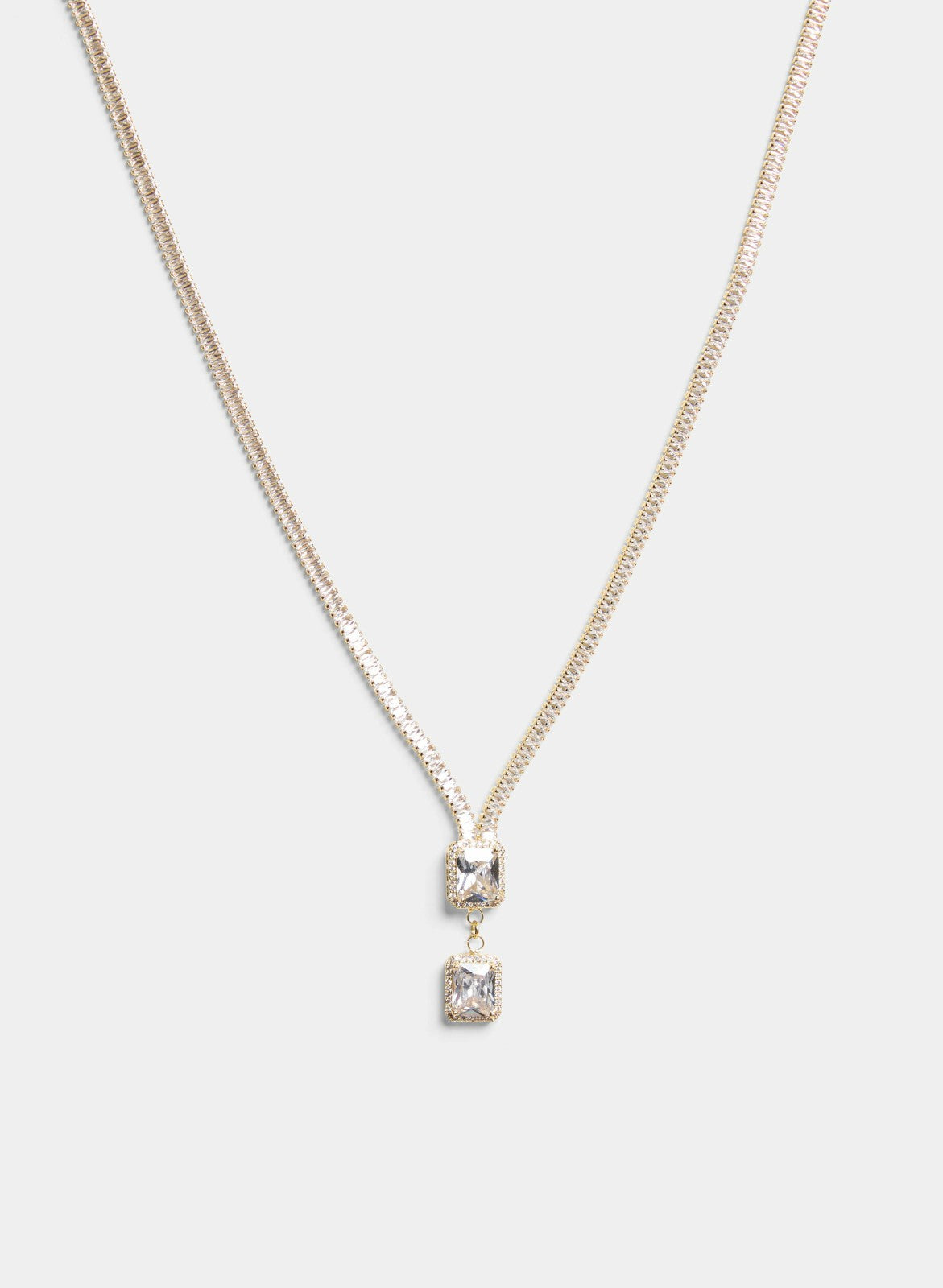 Women Cubic Zirconia Baguette Necklace Gold | Melanie Lyne