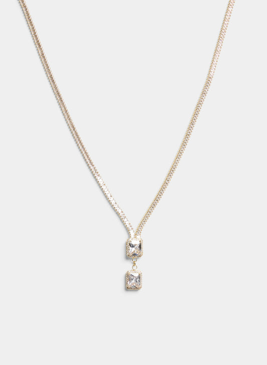 Women Cubic Zirconia Baguette Necklace Gold | Melanie Lyne