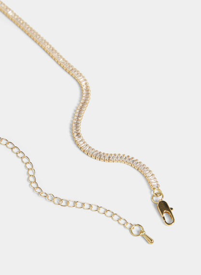 Women Cubic Zirconia Baguette Necklace Gold | Melanie Lyne