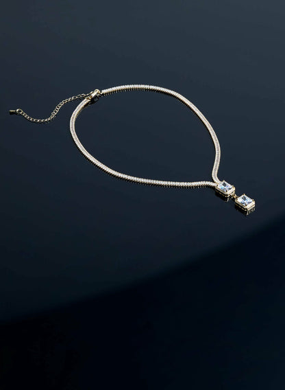 Women Cubic Zirconia Baguette Necklace Gold | Melanie Lyne
