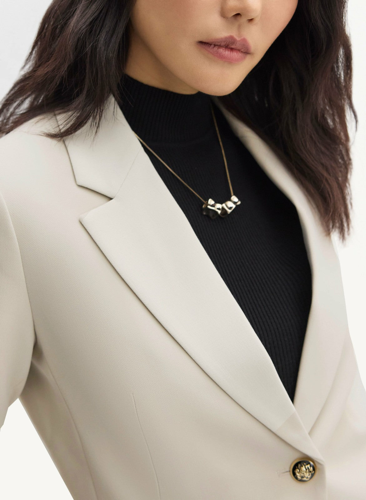 Women Notch Collar Single Button Jacket Oyster | Melanie Lyne