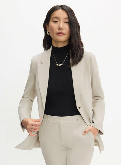 Women Notch Collar Single Button Jacket Oyster | Melanie Lyne