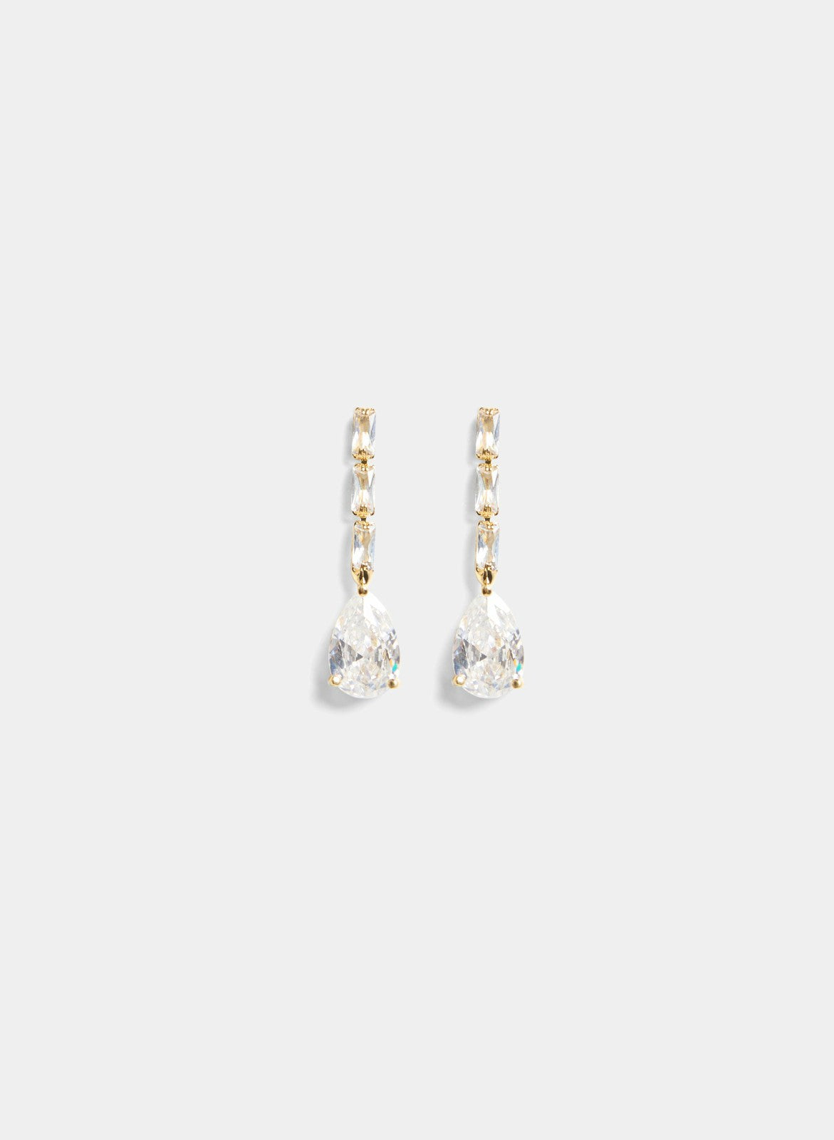 Women Linear Crystal Pendant Drop Earrings Gold | Melanie Lyne