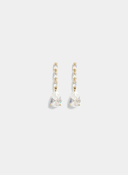 Women Linear Crystal Pendant Drop Earrings Gold | Melanie Lyne