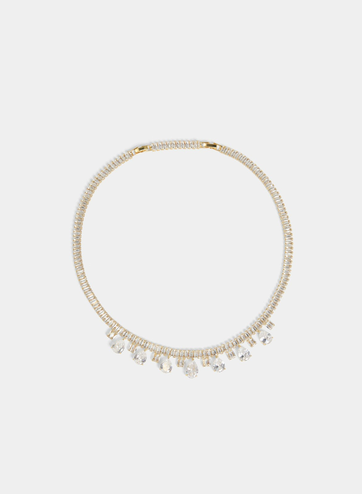 Women Baguette Crystal Pendant Necklace Gold | Melanie Lyne