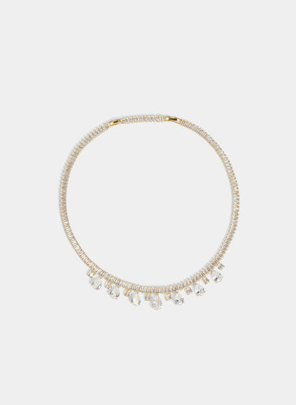 Women Baguette Crystal Pendant Necklace Gold | Melanie Lyne