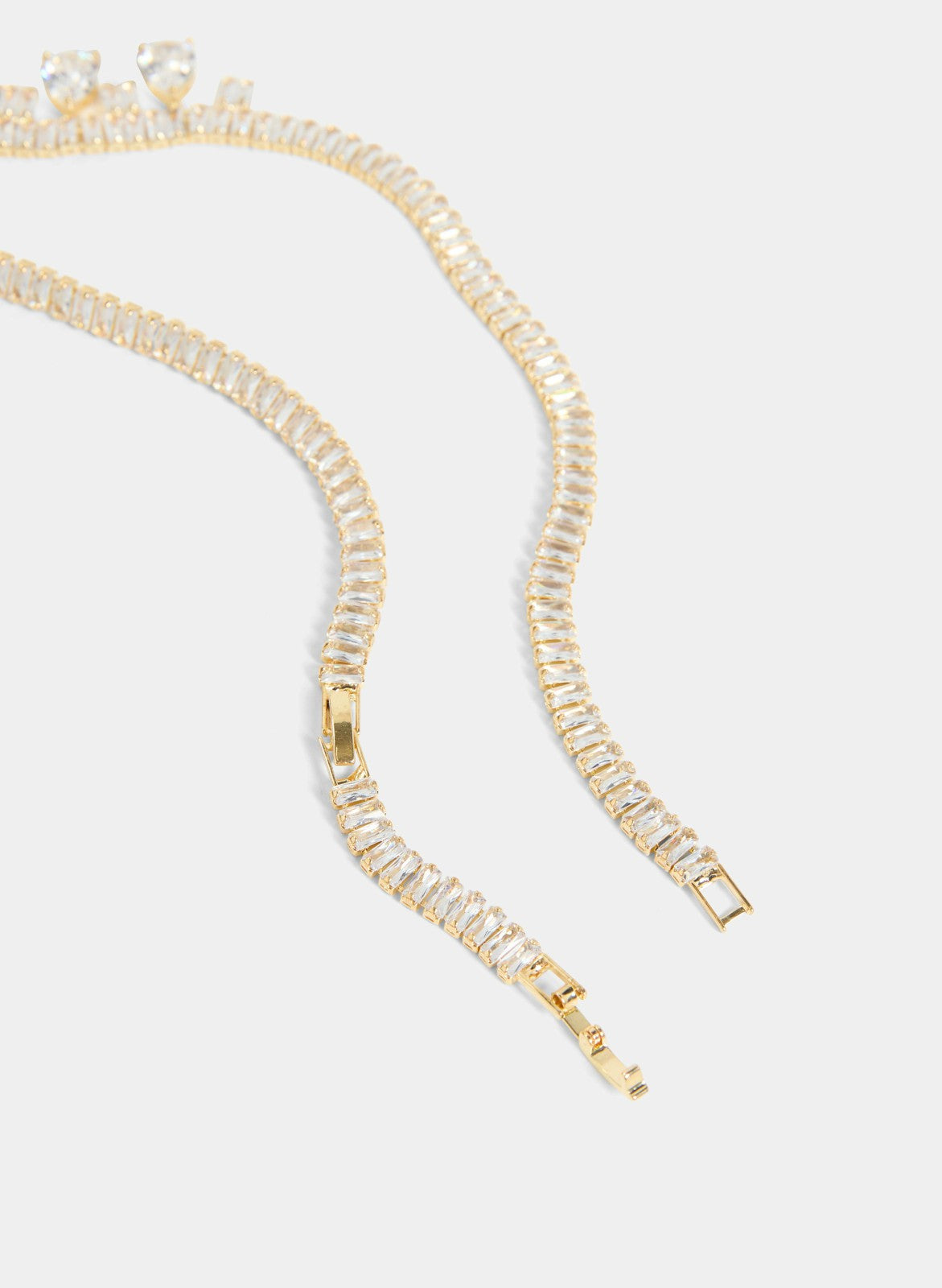 Women Baguette Crystal Pendant Necklace Gold | Melanie Lyne