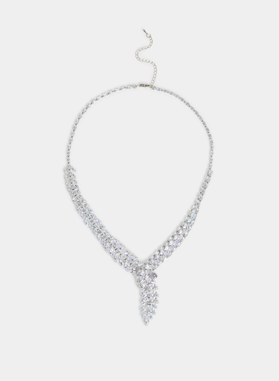 Women Asymmetric Cubic Zirconia Necklace Silver | Melanie Lyne