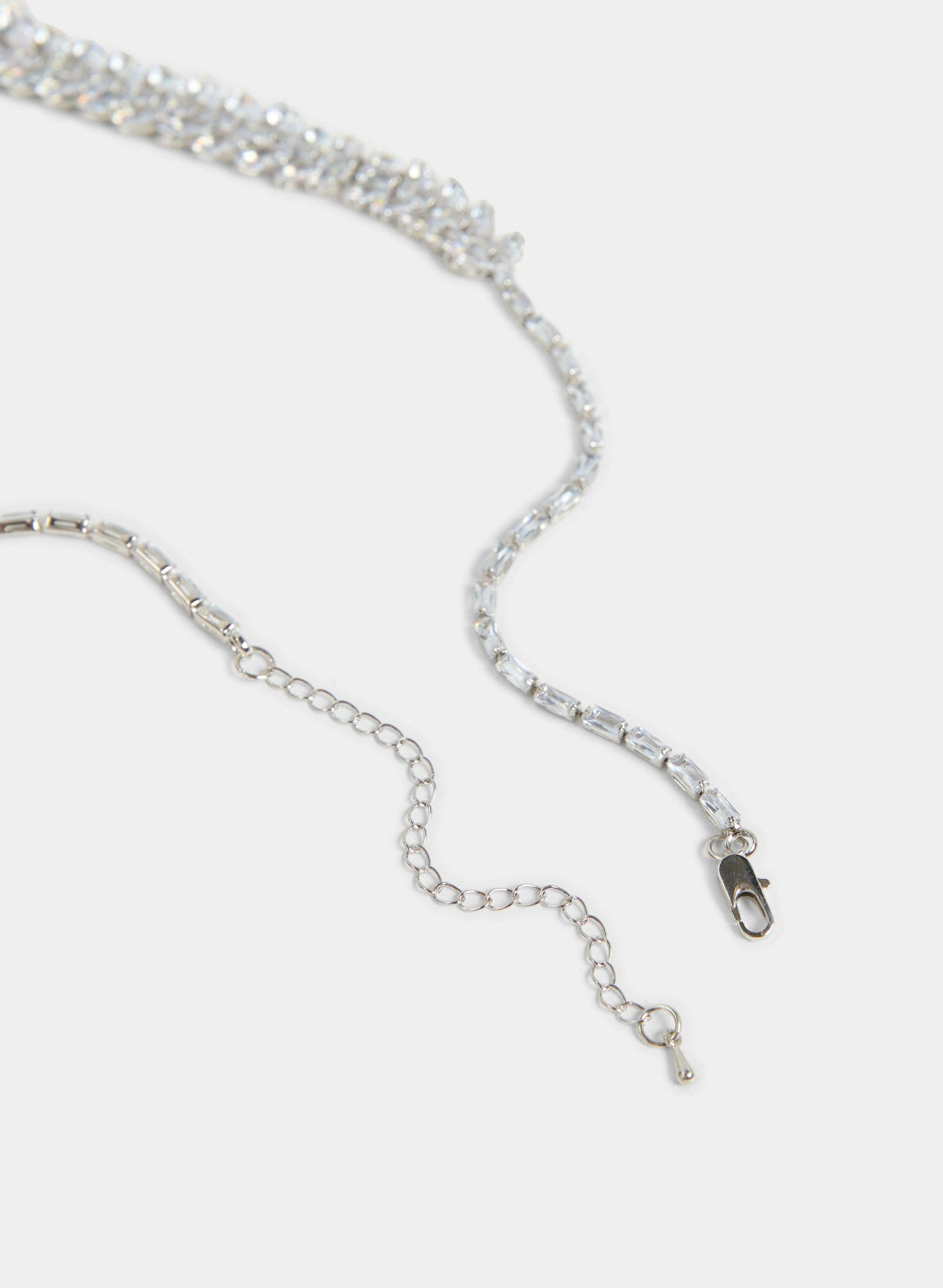Women Asymmetric Cubic Zirconia Necklace Silver | Melanie Lyne