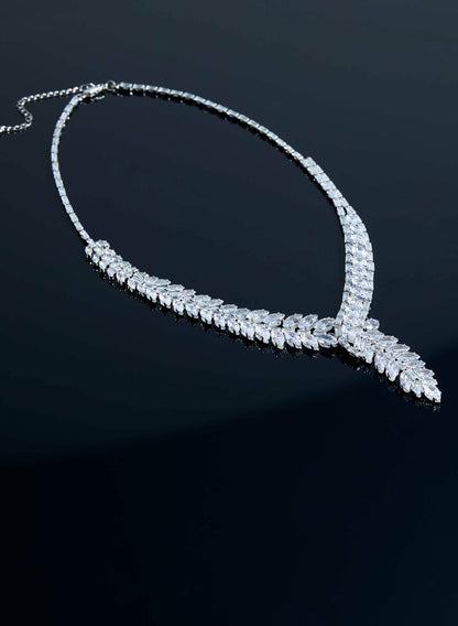 Women Asymmetric Cubic Zirconia Necklace Silver | Melanie Lyne