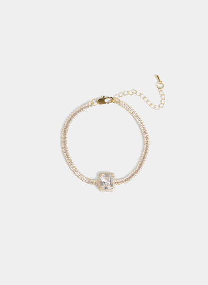 Women Cubic Zirconia Baguette Bracelet Gold | Melanie Lyne