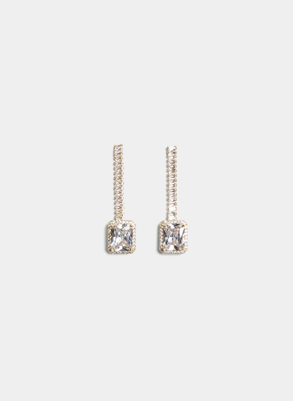 Women Square Crystal Pendant Drop Earrings Gold | Melanie Lyne