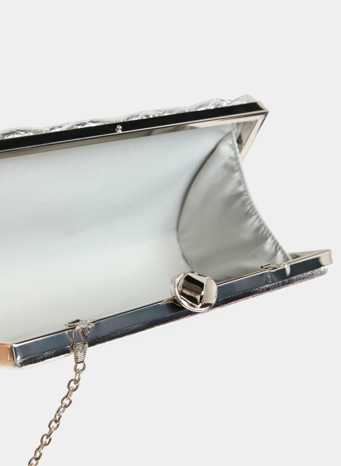 Women Vegan Leather Weave Detail Clutch Silver | Melanie Lyne
