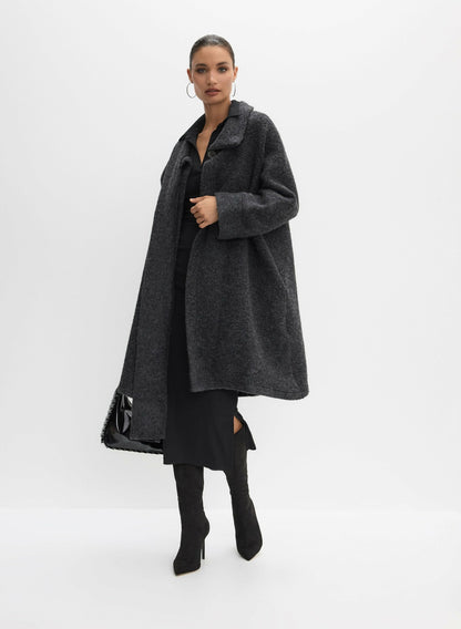 Women Cowl Neck Scarf Coat Charcoal | Melanie Lyne