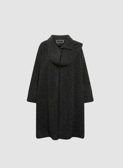 Women Cowl Neck Scarf Coat Charcoal | Melanie Lyne