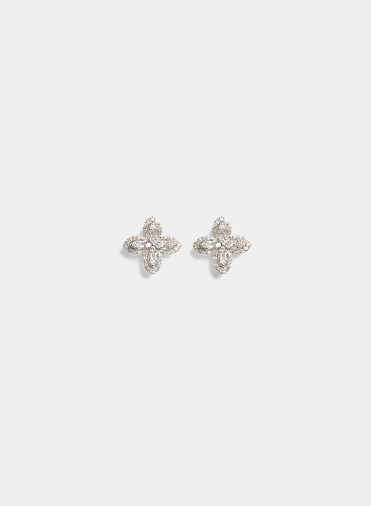 Women Crystal Clover Pearl Back Earrings Pearl | Melanie Lyne
