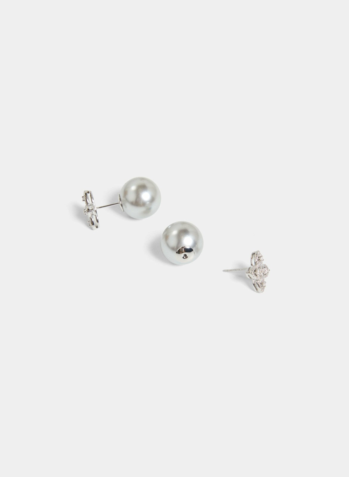 Women Crystal Clover Pearl Back Earrings Pearl | Melanie Lyne
