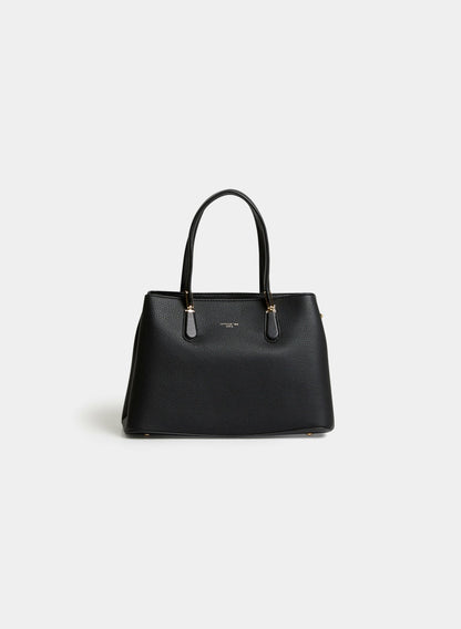 Women A-Shape Vegan Leather Handbag Black | Melanie Lyne